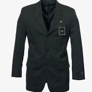 ALFANI SPORT COAT, Sz 38R, BLACK/GREY, PINSTRIPE, 3 BUTTONS, WOOL